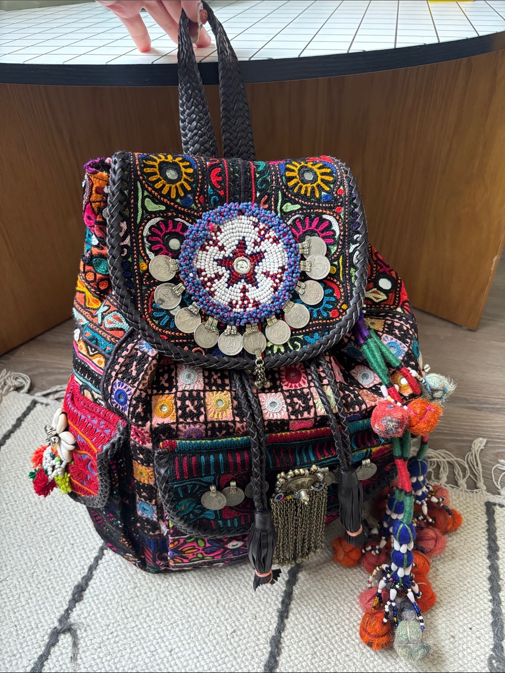 Bohemian Embroidered Handmade Vintages patchwork leather Multicolor Backpack